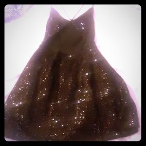 Black sequined mini cocktail dress